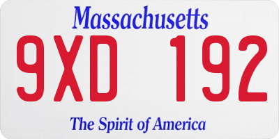 MA license plate 9XD192