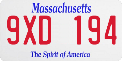 MA license plate 9XD194