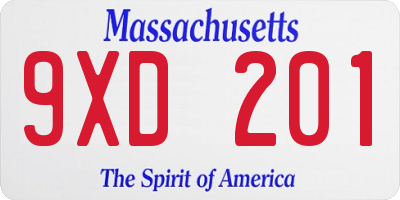MA license plate 9XD201