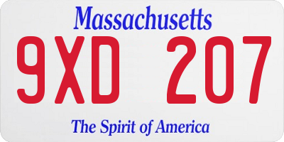MA license plate 9XD207