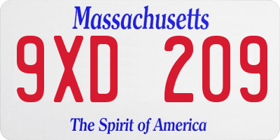 MA license plate 9XD209