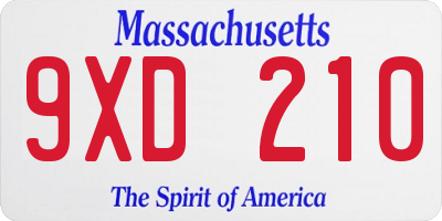 MA license plate 9XD210