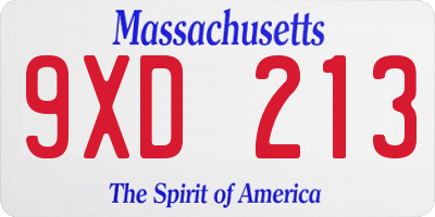 MA license plate 9XD213