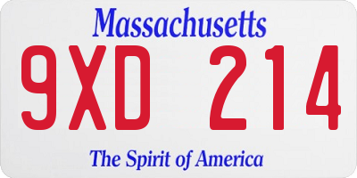 MA license plate 9XD214