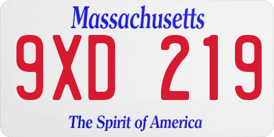 MA license plate 9XD219