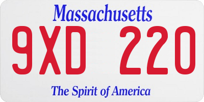 MA license plate 9XD220