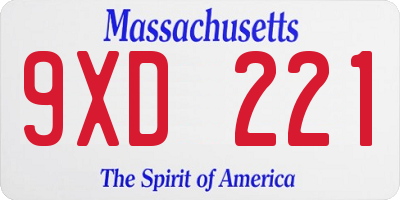MA license plate 9XD221