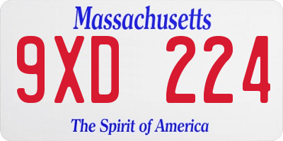 MA license plate 9XD224