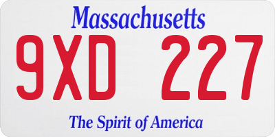 MA license plate 9XD227