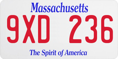 MA license plate 9XD236