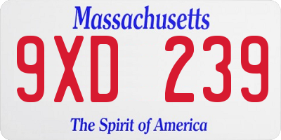 MA license plate 9XD239