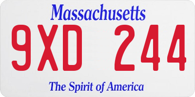 MA license plate 9XD244