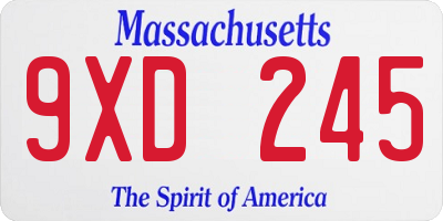 MA license plate 9XD245