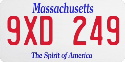 MA license plate 9XD249
