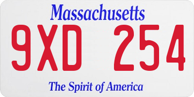MA license plate 9XD254