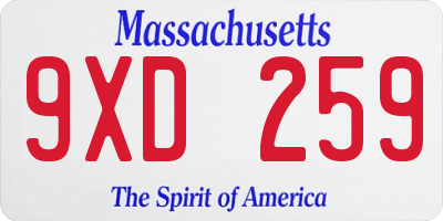 MA license plate 9XD259
