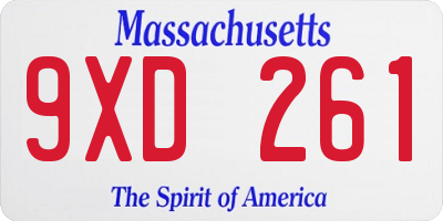 MA license plate 9XD261