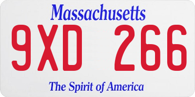 MA license plate 9XD266