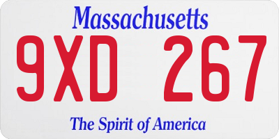 MA license plate 9XD267