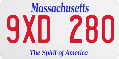MA license plate 9XD280