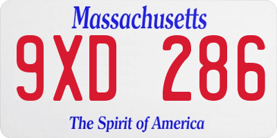 MA license plate 9XD286