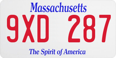 MA license plate 9XD287