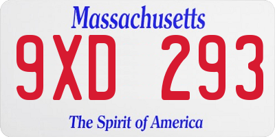 MA license plate 9XD293