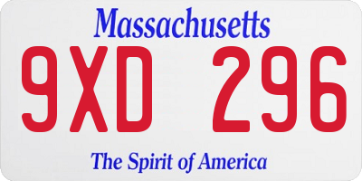 MA license plate 9XD296