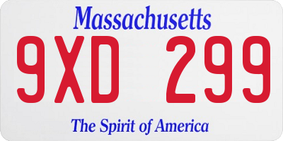 MA license plate 9XD299