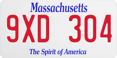 MA license plate 9XD304