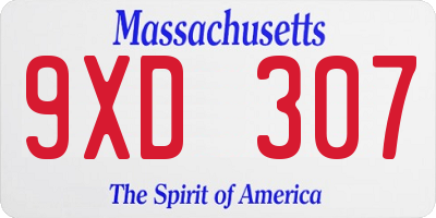 MA license plate 9XD307