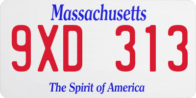 MA license plate 9XD313