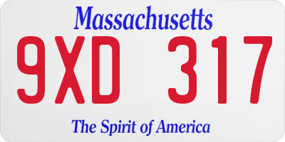MA license plate 9XD317