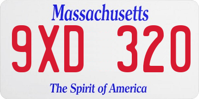 MA license plate 9XD320
