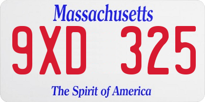 MA license plate 9XD325