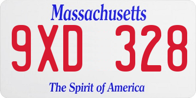MA license plate 9XD328
