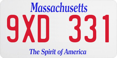 MA license plate 9XD331
