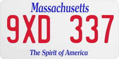 MA license plate 9XD337
