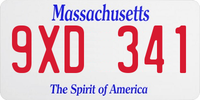 MA license plate 9XD341