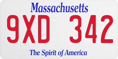 MA license plate 9XD342