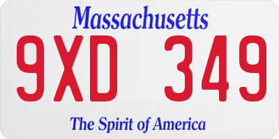 MA license plate 9XD349
