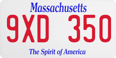 MA license plate 9XD350