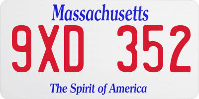 MA license plate 9XD352