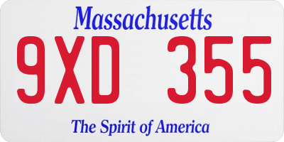 MA license plate 9XD355