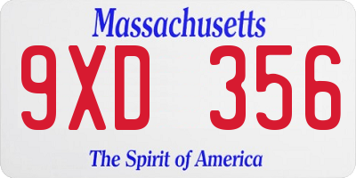MA license plate 9XD356