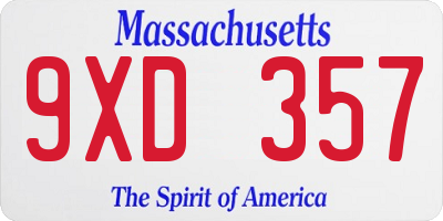 MA license plate 9XD357