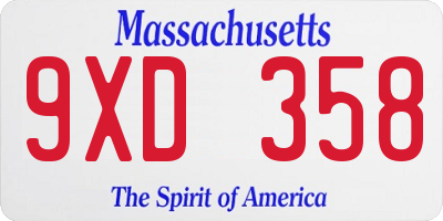 MA license plate 9XD358