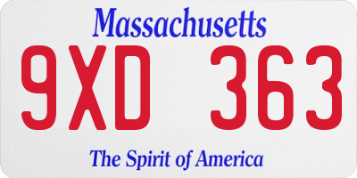 MA license plate 9XD363