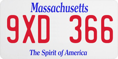 MA license plate 9XD366