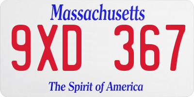 MA license plate 9XD367